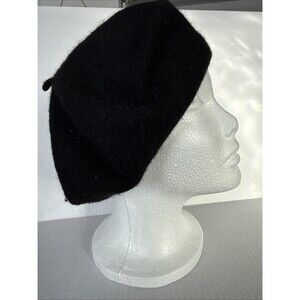 Unisex Classic Black Beret 70%Laine 30% Acrylic Artist French Vintage?